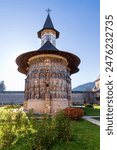 Romania, Transylvania, Bucovina, Suceava County.  16th C. painted Eastern Orthodox. Sucevita Monastery.