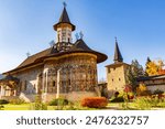 Romania, Transylvania, Bucovina, Suceava County.  16th C. painted Eastern Orthodox. Sucevita Monastery.