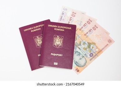 Romanian EU Passport On A White Background