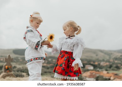 Romanian Girl And Boy In Tradițional Clothes