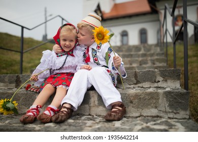 Romanian Girl And Boy In Tradițional Clothes