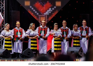 Romanian People In Folkloric Dress At The Folkloric Festival In Sibiu In Romania, August 07, 2021