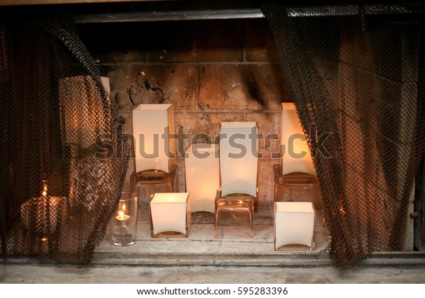 Romantic Atmosphere Background Scented Candles Lanterns Stock