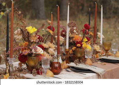 Romantic Autumn Wedding In The Forest Thanksgiving Gorgeous Fall Centerpiece