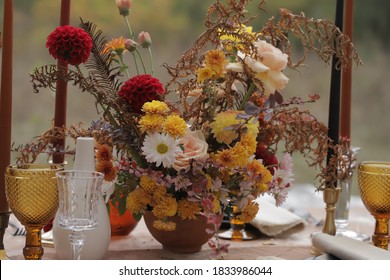 Romantic Autumn Wedding In The Forest Thanksgiving Gorgeous Fall Centerpiece