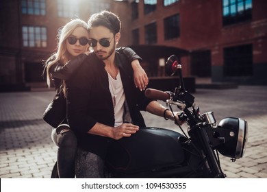 Handsome Bearded Biker Classic Style Black Stock Photo 1094532236 ...