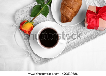 Similar – Hotcakes with fruit and coffee in bed