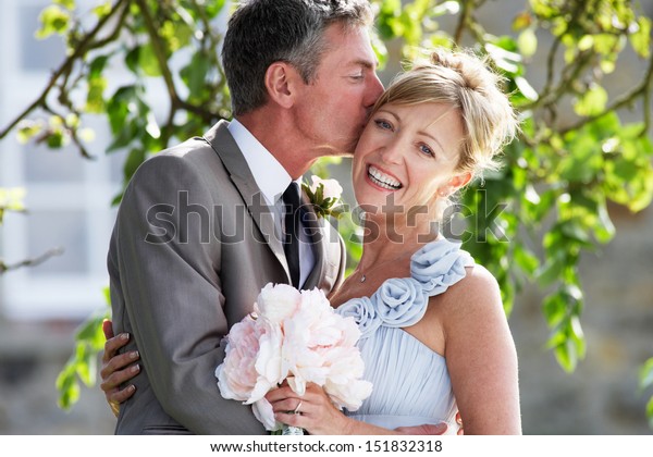 Romantic Bride Groom Embracing Outdoors Stock Photo Edit Now
