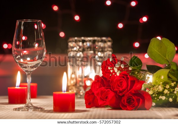 Romantic Candle Light Dinner Stock Photo (Edit Now) 572057302