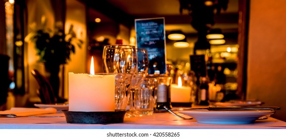 Romantic candle light dinner in the restaurant