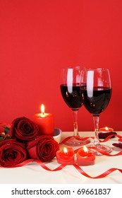 Romantic Candlelight Dinner For Two Lovers Concept Vertical