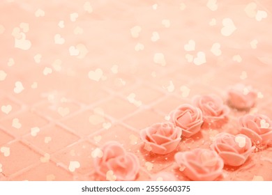 Romantic card with pink roses and hearts for Valentine's Day - Powered by Shutterstock