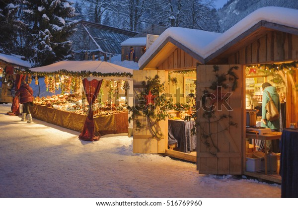 Romantic Christmas Market Bavaria Germany Shops Stock Photo (Edit Now) 516769960