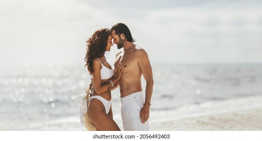 Romantic Couple In Love On The Beach