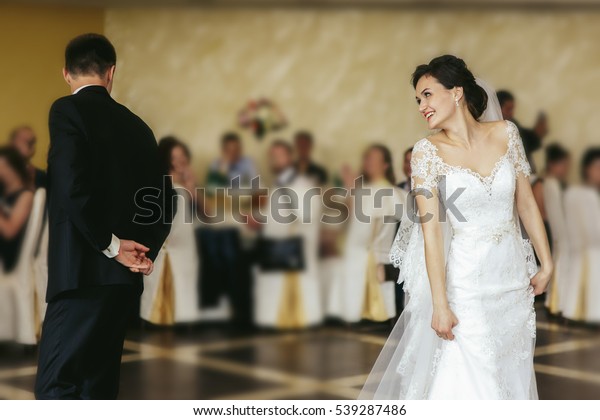 Romantic Couple Newlyweds First Dance Wedding Stock Photo Edit