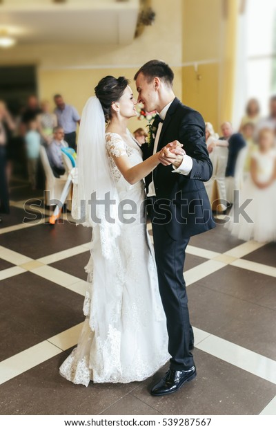 Romantic Couple Newlyweds First Dance Wedding Stock Photo Edit