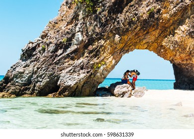 Romantic Couple On Beach In Thailand.