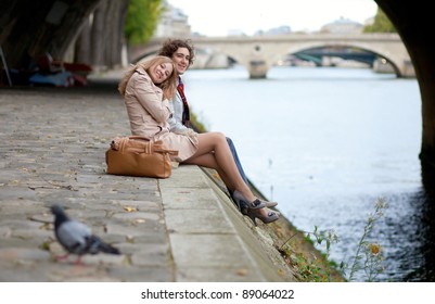 Romantic Couple In Paris, Having A Date