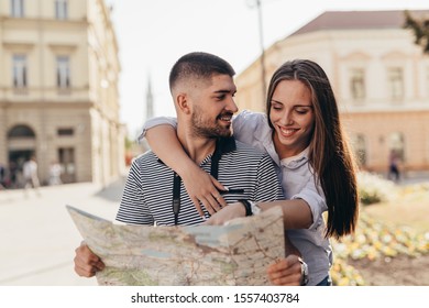 Romantic Couple Tourists Exploring New City