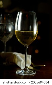 Romantic Date At Fancy Restaurant With Pinot Grigio White Wine