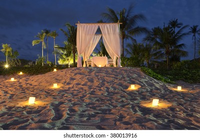 Romantic Dinner On The Beach In Bali. Indonesia. Travelling