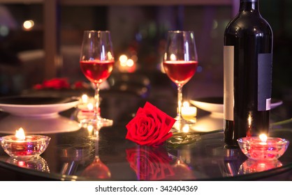 Romantic dinner setting. 