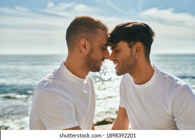 Romantic Gay Couple At The Beach.