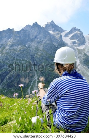 Romantic girl in the mountains