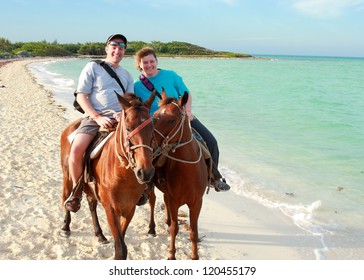 Romantic Horseback Riding On Ocean Beach