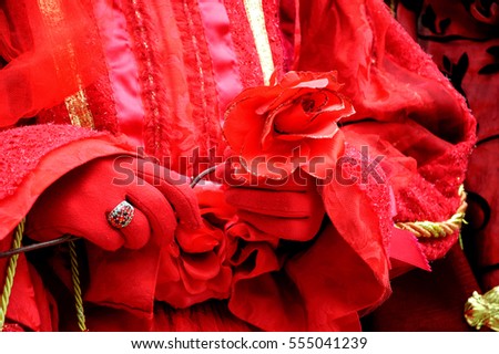  Romantic mask with rose at Carnival in Venice (Italy). 