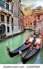 Romantic and one of the most beautiful places of Italy -magic Venice. Venetian streets-canals and gondolas