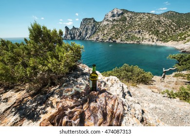 Romantic Picnic, Wine And Glasses, Crimea, New World