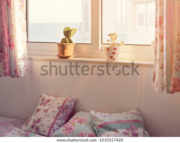 Romantic Pink Bedroom Interior Girl Window Stock Photo Edit