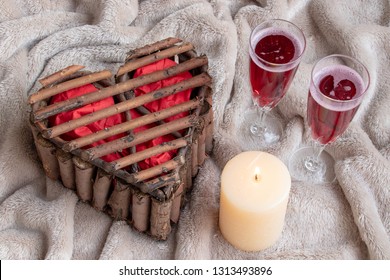 Romantic Present With Chocolate Box And Candle	
