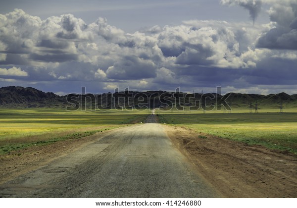 romantic road in Kazakhstan\
steppe