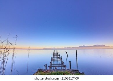 Romantic scene on lake Chiemsee                        