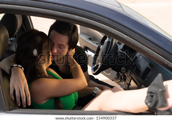 Romantic Scene Young Couple Inside Car Stock Photo Edit Now 1549003