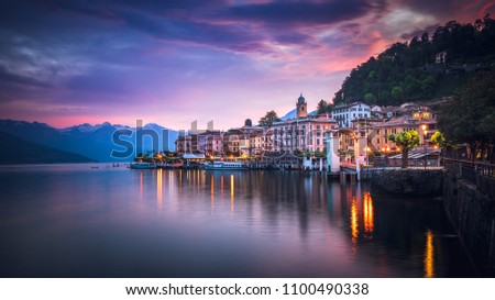 Romantic sunrise over Bellagio, Lake Como,  Lombardy, Italy