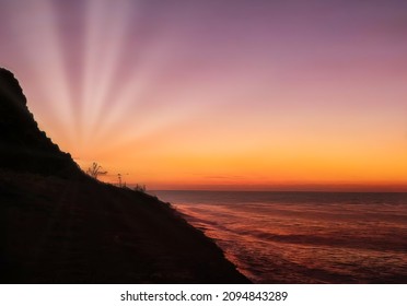 Romantic Sunset Mountain Beach Panorama