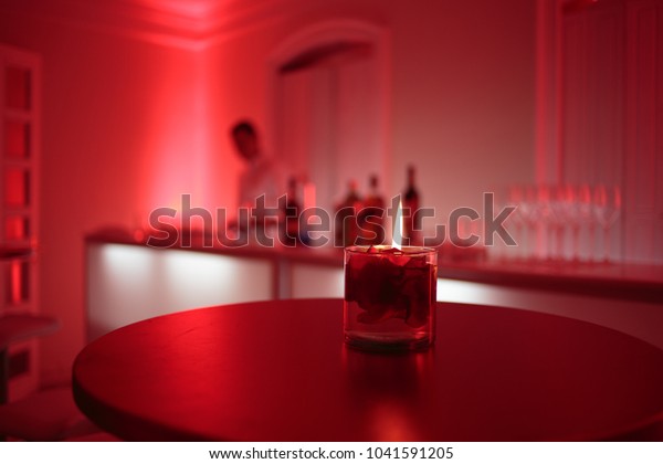 Romantic Table Rose Petal Candle Bar Stock Photo Edit Now