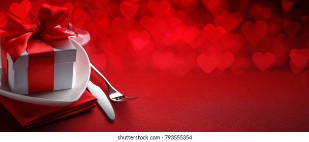 Romantic table setting for Valentines day - Shutterstock ID 793555354