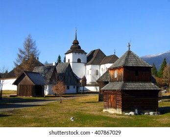 Romantic Travel Location/Early Gothic Church at the Museum of Liptov Village in Pribylina, Slovakia