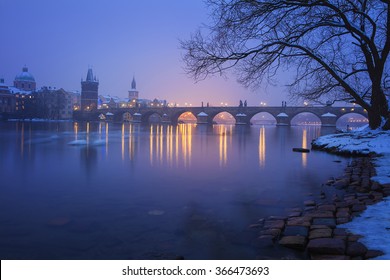 Romantic Twilight with the Charles Bridge, Prague, Czech Republic