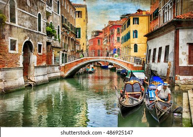 Romantic venetian canals - artwork in painting style - Powered by Shutterstock