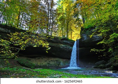 A romantic waterfall in the forest of Bavaria