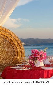 Romantic Wedding Table Set Up On Tropical Beach