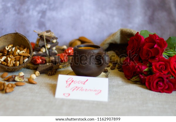 Romantic Wish Good Morning Cup Coffee Stock Photo Edit Now