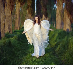 Romantic young beauty as an angel
