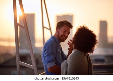 Romantic young couple during sunset.sensual couple in love.