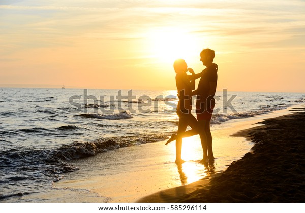 Romantic Young Couple Love Together Sand Stock Photo Edit Now